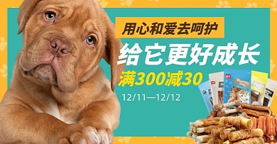 宠物零食狗粮休闲零食促销海报卡通
