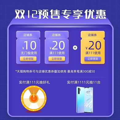 双十二预售专享优惠简约促销主图