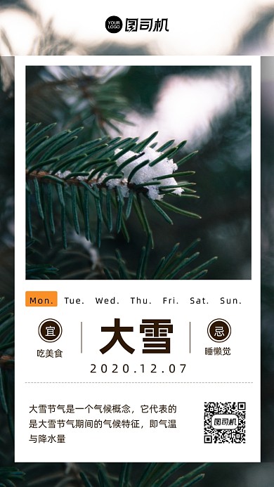 二十四节气大雪摄影图手机海报