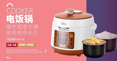 电饭煲家用大容量多功能饭锅促销海报