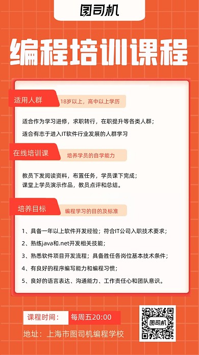 编程课程培训时尚简约创意手机海报