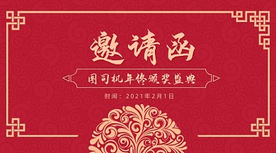 复古年终盛典颁奖典礼邀请函手机海报