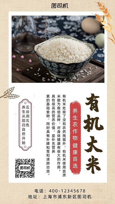 大米简约风手机海报