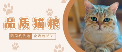 棕色喵咪猫粮宣传促销公众号首图