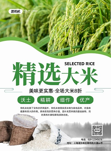 精选大米促销创意简约宣传印刷海报