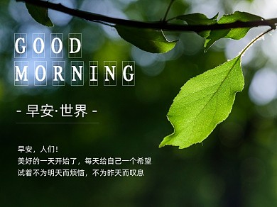 早安绿色清新横版配图