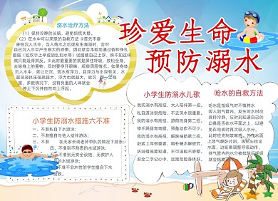 卡通清新预防溺水电子小报