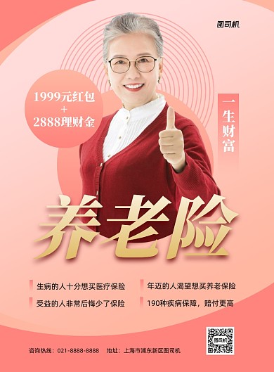 养老险保险宣传印刷海报
