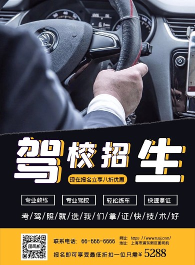 驾校寒假招生学车考车宣传海报