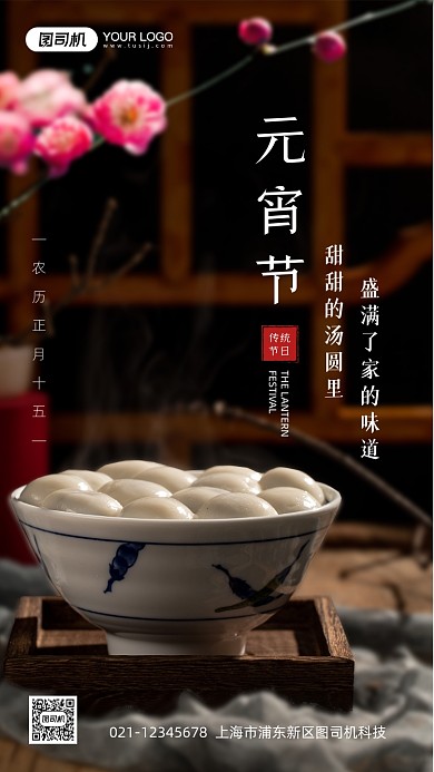 元宵节祝福摄影风手机海报