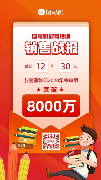战报通知喜报销售业绩手机海报