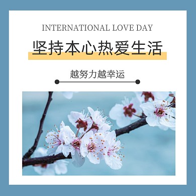 坚持本心热爱生活清新方形配图