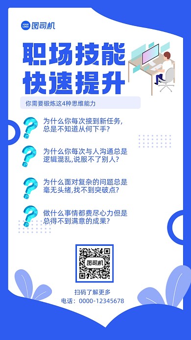 职业培训教育宣传手机海报