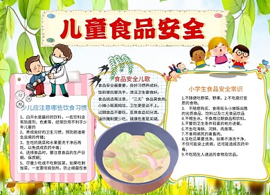 卡通可爱食品安全小报手抄报