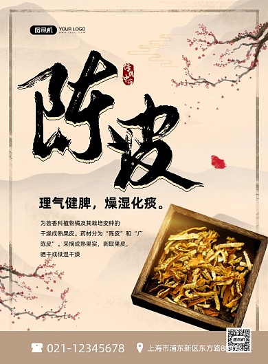 中药陈皮中国风功效宣传印刷海报