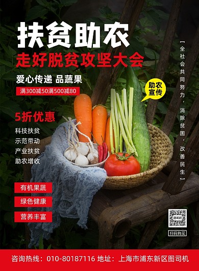 扶贫助农果蔬促销宣传印刷海报