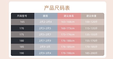 男装产品信息尺码表店铺海报