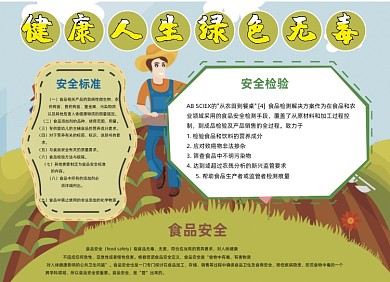 健康人生绿色无毒卡通人物橙色小报