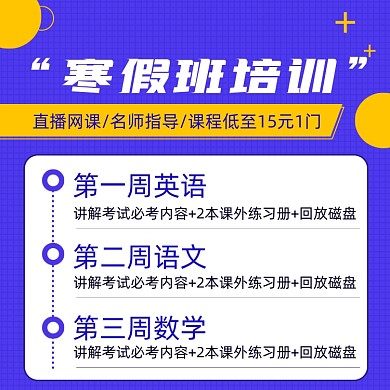 寒假班培训班扁平几何风主图直通车