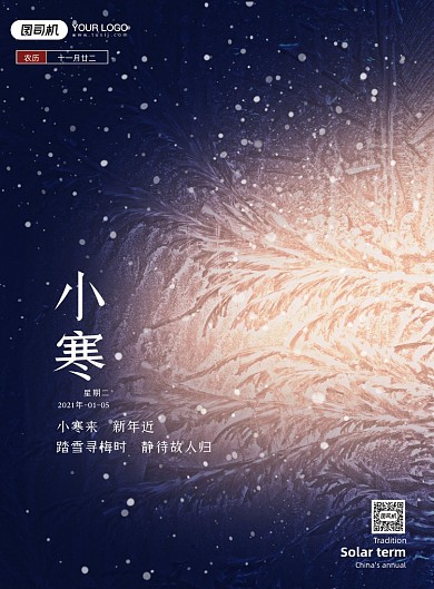小寒节气意境印刷海报