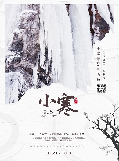 小寒节气简约印刷海报