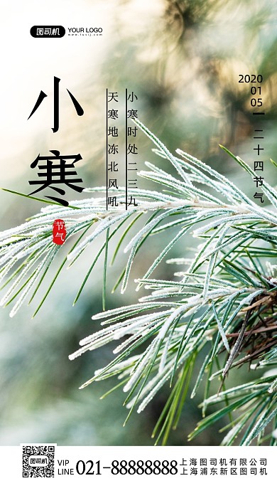 小寒节气24节气写实手机海报