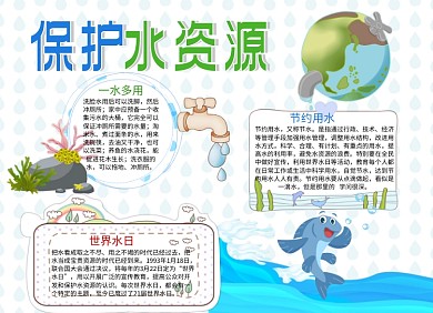 保护水资源小报手抄报