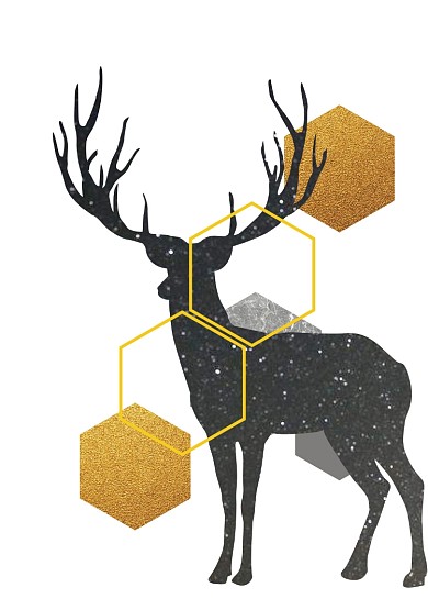 北欧风抽象几何小鹿简约装饰画