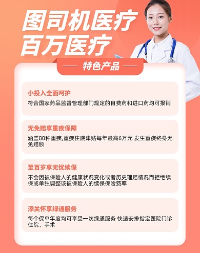 日常医疗保险产品介绍电商海报