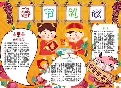 春节礼仪习俗小报手抄报