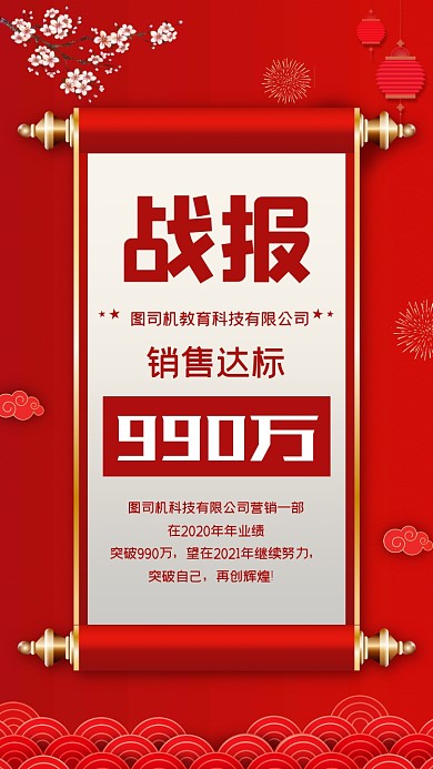 战报红色教育2020年战报手机海报