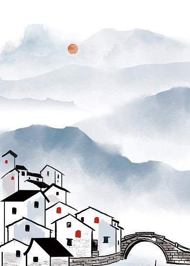 中国风中式江南水墨风景装饰画