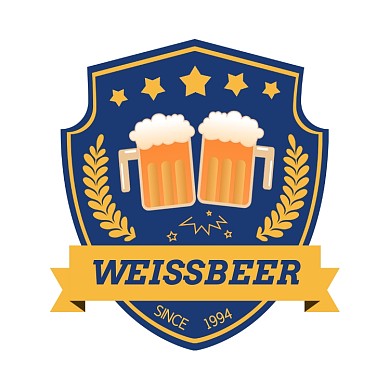 啤酒蓝色复古风饮品标签不干胶