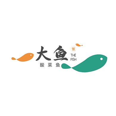 简约风大鱼餐饮logo