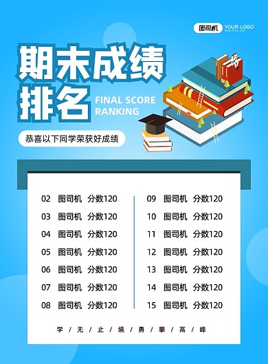期末排名创意卡通宣传印刷海报
