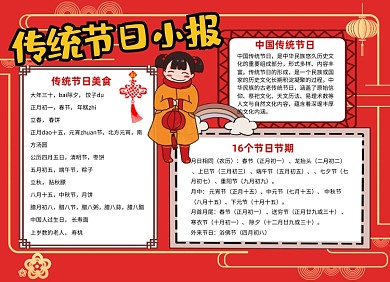 中国传统节日小报手抄报