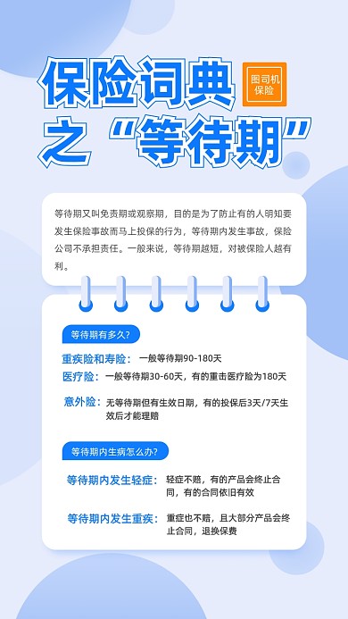 蓝色简约保险等待期解说文章配图