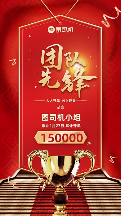 喜报团队表彰手机海报