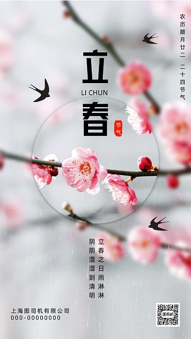 立春节气简约清新摄影节气手机海报