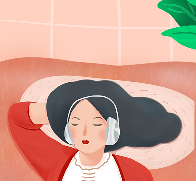 耳机依赖患者清新插画朋友圈封面背景