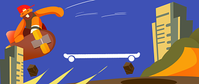 轮滑班报名招生手绘卡通公众号首图背景