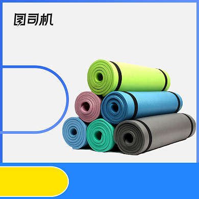 蓝色简约风建材壶铃瑜伽垫电商主图背景