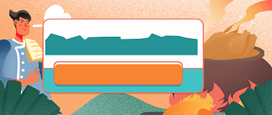 卡通手绘餐饮美食推荐公众号首图背景