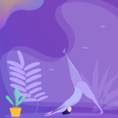 线上瑜伽紫色简约插画公众号次图背景