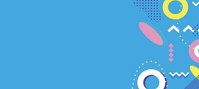 孟菲斯蓝色色块游乐场代金券优惠券背景