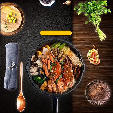 简约家居厨房用品平底锅主图背景