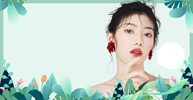 美妆博主促销手绘感恩节店铺时尚海报背景