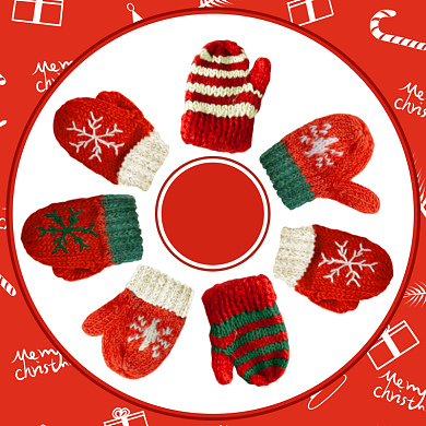 圣诞节手套促销手绘卡通主图背景