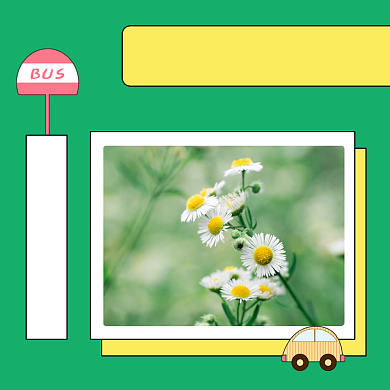 绿色卡通你好早安问候语方形配图背景