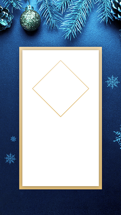 圣诞节贺卡蓝色质感手机海报背景